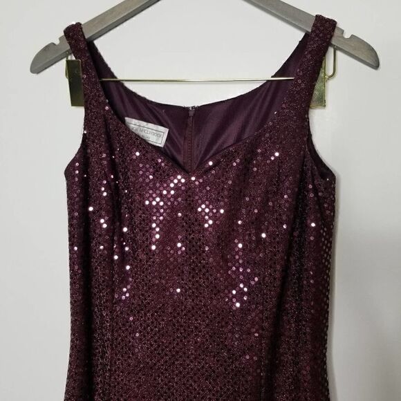 Jessica McClintock Sequin Maxi Dress Burgundy 5/6 - Picture 4 of 9
